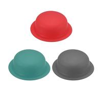 M METERXITY 3-Pack Silicone Pot Lid Covers, 2" ID Universal Pot Lid Top Knob Heat Resistant Handle Caps for Kitchen Cookware, Non-Slip Safe Hold Grip Protectors [Gray,Red,Gray Blue]