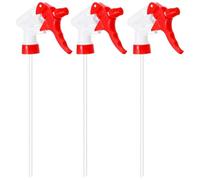 M METERXITY 3-Pack Spray Bottle Nozzle Replacement, Plastic Heavy Duty Trigger Spray Nozzle Head with Tube for 28-400/8,16,32 oz Bottles, Adjustable Mist Stream Sprayer [Red, Head Only]
