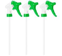 M METERXITY 3-Pack Spray Bottle Nozzle Replacement, Plastic Heavy Duty Trigger Spray Nozzle Head with Tube for 28-400/8,16,32 oz Bottles, Adjustable Mist Stream Sprayer [Green, Head Only]