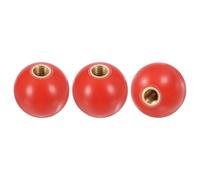 M METERXITY 3-Pack Threaded Ball Knobs, M10 Female Thread 35mm Dia. Thermoset Ball Knob for Lathe/Machine/Lawn Mowers, Round Phenolic Brass Insert Lever Handle [Red]