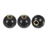 M METERXITY 3-Pack Threaded Ball Knobs, M12 Female Thread 40mm Dia. Thermoset Ball Knob for Lathe/Machine/Lawn Mowers, Round Phenolic Brass Insert Lever Handle [Black]