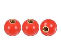 M METERXITY 3-Pack Threaded Ball Knobs, M12 Female Thread 40mm Dia. Thermoset Ball Knob for Lathe/Machine/Lawn Mowers, Round Phenolic Brass Insert Lever Handle [Red]