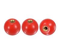 M METERXITY 3-Pack Threaded Ball Knobs, M6 Female Thread 25mm Dia. Thermoset Ball Knob for Lathe/Machine/Lawn Mowers, Round Phenolic Brass Insert Lever Handle [Red]