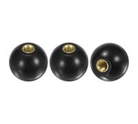 M METERXITY 3-Pack Threaded Ball Knobs, M8 Female Thread 30mm Dia. Thermoset Ball Knob for Lathe/Machine/Lawn Mowers, Round Phenolic Brass Insert Lever Handle [Black]