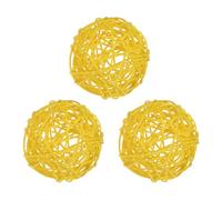 M METERXITY 3-Pack Wicker Rattan Balls 80mm/3.1 Inch Decorative Rattan Balls Orbs Vase Fillers Bowl Fillers for Christmas/Weddings/Thanksgiving/DIY Crafts/Home Decor [Yellow]