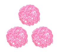M METERXITY 3-Pack Wicker Rattan Balls 80mm/3.1 Inch Decorative Rattan Balls Orbs Vase Fillers Bowl Fillers for Christmas/Weddings/Thanksgiving/DIY Crafts/Home Decor [Pink]