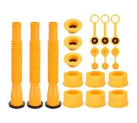 M METERXITY 3-Set Gas Can Spout Replacement, 7.9 Inch Upgraded Anti-Spill Gas Can Nozzle, with Thick Rubber Pad, Spout Cover, Base Caps Fit for Most 1/2/5/10 gal Oil Cans[Orange]