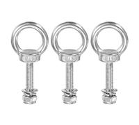 M METERXITY 3-Sets Eye Bolts with Nuts, M6x30mm 304 Stainless Steel Lifting Shoulder Eye Bolt with Washer and Nut for Hanging [Silver Tone]