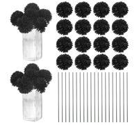 M METERXITY 30-Pack 11 inch Artificial Chrysanthemum Ball Flowers, Black | Faux Chrysanthemum, Silk Bouquets, Real Touch Faux Flowers, For Home, Wedding, Christmas, Party