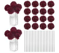 M METERXITY 30-Pack Artificial Chrysanthemum Ball Flowers,11 Inch Faux Chrysanthemum Silk Bouquets Real Touch Faux Flowers for Home/Wedding/Christmas/Party[Wine Red]