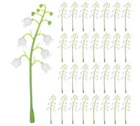M METERXITY 30-Pack Artificial Flower with Stems, Fake Lily of the Valley Flowers Leaf for DIY Flower Garland/Wedding Decoration/Photo Props, Faux Floral Leaves [White Green]