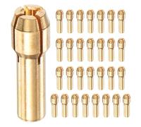 M METERXITY 30-Pack Brass Drill Chuck, 5/64 Inch/ 1.6 mm Collets Set Quick Change Replacement 4.2mm Shank Diameter for Rotary Tools/Electric Drills [Golden]