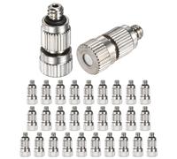 M METERXITY 30-Pack Brass Misting Nozzles, 0.1mm Orifice Dia. Mister Nozzles Brass, High Pressure Spray Misting Nozzle Head for Outdoor Cooling System/Greenhouse/Landscaping [3/16" Threaded]