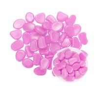 M METERXITY 30-Pack Glow in the Dark Rocks, 1.77" Resin Outdoor Garden Decorations Luminous Pebbles Stones for Garden Plants/Aquarium/Backyard Path, Aquarium Gravel [Light Purple]