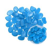 M METERXITY 30-Pack Glow in the Dark Rocks, 1.77" Resin Outdoor Garden Decorations Luminous Pebbles Stones for Garden Plants/Aquarium/Backyard Path, Aquarium Gravel [Dark Blue]