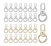 M METERXITY 30-Pack Lobster Claw Clasp, Zinc Alloy Swivel Trigger Snaps Spring Clasps Hooks for Keychain Buckle/Lanyard/Straps/Purse, Spring Clasps Clips [Gold% Silver Tone]