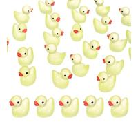 M METERXITY 30-Pack Luminous Mini Resin Ducks, Glow in the Dark Tiny Duck for Fairy Garden/Micro Landscaping/Dollhouse, Cute Miniature Animal Figurine to Hide [Lemon Yellow]