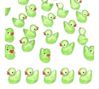 M METERXITY 30-Pack Luminous Mini Resin Ducks, Glow in the Dark Tiny Duck for Fairy Garden/Micro Landscaping/Dollhouse, Cute Miniature Animal Figurine to Hide [Emerald Green]