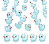 M METERXITY 30-Pack Luminous Mini Resin Ducks, Glow in the Dark Tiny Duck for Fairy Garden/Micro Landscaping/Dollhouse, Cute Miniature Animal Figurine to Hide [Peacock Blue]