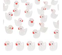 M METERXITY 30-Pack Luminous Mini Resin Ducks, Glow in the Dark Tiny Duck for Terrarium/Micro Landscaping/Dollhouse, Decorative Miniature Animal Figurine to Place [White]