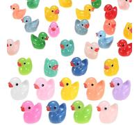 M METERXITY 30-Pack Mini Resin Ducks, Small Tiny Duck Figurines for Terrarium Decor/Micro Landscaping Home/Aquarium/Craft Supplies, Decorative Resin Animal Statues [Random Mixed Colors]