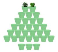 M METERXITY 30-Pack Mini Terracotta Pots, 2" Ceramic Tiny Breathable Clay Planters with Drainage Holes for Succulent Plants/DIY Crafts, Small Terracotta Pottery Planters [Mint Green]
