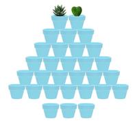 M METERXITY 30-Pack Mini Terracotta Pots, 2" Ceramic Tiny Breathable Clay Planters with Drainage Holes for Succulent Plants/DIY Crafts, Small Terracotta Pottery Planters [Sky Blue]