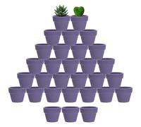 M METERXITY 30-Pack Mini Terracotta Pots, 2" Ceramic Tiny Breathable Clay Planters with Drainage Holes for Succulent Plants/DIY Crafts, Small Terracotta Pottery Planters [Dark Purple]