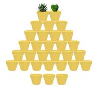 M METERXITY 30-Pack Mini Terracotta Pots, 2" Ceramic Tiny Breathable Clay Planters with Drainage Holes for Succulent Plants/DIY Crafts, Small Terracotta Pottery Planters [Yellow]