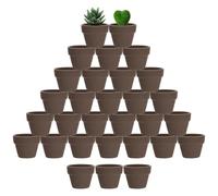 M METERXITY 30-Pack Mini Terracotta Pots, 2" Ceramic Tiny Breathable Clay Planters with Drainage Holes for Succulent Plants/DIY Crafts, Small Terracotta Pottery Planters [Dark Brown]