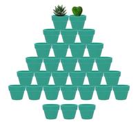 M METERXITY 30-Pack Mini Terracotta Pots, 2" Ceramic Tiny Breathable Clay Planters with Drainage Holes for Succulent Plants/DIY Crafts, Small Terracotta Pottery Planters [Blue]