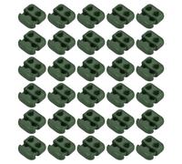 M METERXITY 30 Pack Plastic Cord Locks - Double-Hole Oval Spring Stopper Toggle Clasps, Apply to Drawstring Bags Clothes (16x17mm, Dark Green)