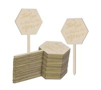 M METERXITY 30-Pack Thank You for Helping Me Grow Plant Labels, 4"x2"x0.08"(LxWxT) Hexagon Wooden Plant Stakes Labels, Nursery Garden Labels for Garden Potted Plants/Thanksgiving Supplies