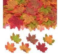M METERXITY 300-Pack Artificial Maple Leaves, Fake Fall Leaves Faux Autumn Leaves for Thanksgiving/Wedding/Party/Wreaths Decor/Scrapbooking Crafts [8cm, Mixed 6 Colors]