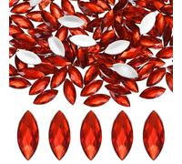 M METERXITY 300-Pack Horse Eye Rhinestone, 20x9mm Acrylic Flat Back Rhinestones Stickers for DIY Craft/Jewelry, Crystal Gems Sticker [Red]