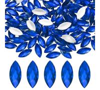 M METERXITY 300-Pack Horse Eye Rhinestone, 20x9mm Acrylic Flat Back Rhinestones Stickers for DIY Craft/Jewelry, Crystal Gems Sticker [Dark Blue]