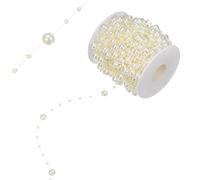 M METERXITY 33 Yards Pearl Beaded Chain Trim 3-8mm Pearl Beads Beaded Garland Artificial Pearls String Beads Chain for DIY Crafts/Bouquet/Christmas/Wedding/Party [Beige]