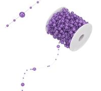 M METERXITY 33 Yards Pearl Beaded Chain Trim 3-8mm Pearl Beads Beaded Garland Artificial Pearls String Beads Chain for DIY Crafts/Bouquet/Christmas/Wedding/Party [Purple]