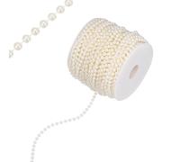 M METERXITY 33 Yards Pearl Beaded Chain Trim 5mm Pearl Beads Beaded Garland Artificial Pearls String Beads Chain for DIY Crafts/Bouquet/Christmas/Wedding/Party [Beige]