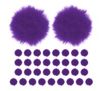 M METERXITY 35-Pack Faux Fur Pom Poms, 1.2 Inch/ 1.2 cm Soft Fluffy Pompoms Balls Faux Rabbit Fur with Elastic Loop for Hats/Bags/Keychains/Knitting Accessories/DIY Crafts [Deep Purple]