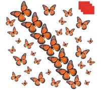 M METERXITY 36 Pack Monarch Butterfly Decorations, 3D Plastic Stickers Wall Decor for Crafts, Monarch Butterfly Kit for Day of the Dead, Halloween, Autumn, Party Decor [Orange, 5 Sizes]