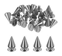 M METERXITY 36-Set Spike Cone Studs 10x7 mm Riveted Brass Cone Spikes Punk Style Rapid Rivet Screws Stud for Garments/Shoes/Bags/DIY Leather Craft/Fabric Clothes Metallic Black