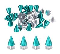 M METERXITY 36-Set Spike Cone Studs 10x7 mm Riveted Brass Cone Spikes Punk Style Rapid Rivet Screws Stud for Garments/Shoes/Bags/DIY Leather Craft/Fabric Clothes Blue