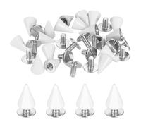 M METERXITY 36-Set Spike Cone Studs 10x7 mm Riveted Brass Cone Spikes Punk Style Rapid Rivet Screws Stud for Garments/Shoes/Bags/DIY Leather Craft/Fabric Clothes White