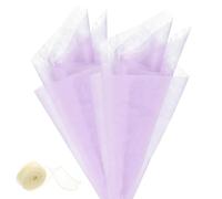 M METERXITY 38Sheets Korean Cotton Flower Wrapping Paper with Ribbon, 12" Milk Cotton Waterproof Floral Bouquet Wrapping Paper for Party/Bouquets/Gift Packaging [Light Purple]