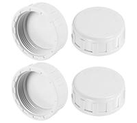 M METERXITY 4-Pack 1-1/2 Inch PVC Pipe End Cap Plug Adapter, Female Thread Water End Cap Connector for Outside Lawn/Yard/Watering Irrigation Systems, Inner Teeth End Pipe Plugs [White]