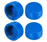 M METERXITY 4-Pack 1 Inch PVC Pipe End Cap Plug Adapter, Female Thread Water End Cap Connector for Outside Lawn/Yard/Watering Irrigation Systems, Inner Teeth End Pipe Plugs [Blue]