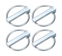 M METERXITY 4-Pack 25/64" Linch Pin with Ring, 1-3/4" Carbon Steel Lynch Pin Trailer Pins for Boat/Truck/Tractor/Trolley/Lawn Mower, Lock Clips Fastener Pin [10x45mm, Silver Zinc]