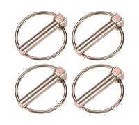 M METERXITY 4-Pack 25/64" Linch Pin with Ring, 1-31/32" Carbon Steel Lynch Pin Trailer Pins for Boat/Truck/Tractor/Trolley/Lawn Mower, Lock Clips Fastener Pin [10x50mm, Colored Zinc]