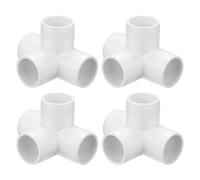 M METERXITY 4-Pack 3/4 Inch 4 Way PVC Fitting Elbow, Sch40 4 Way Elbow Connector for Building Furniture/Greenhouse/Shed/Pipe Fittings/Tent Connection/Garden Support Structure [White]